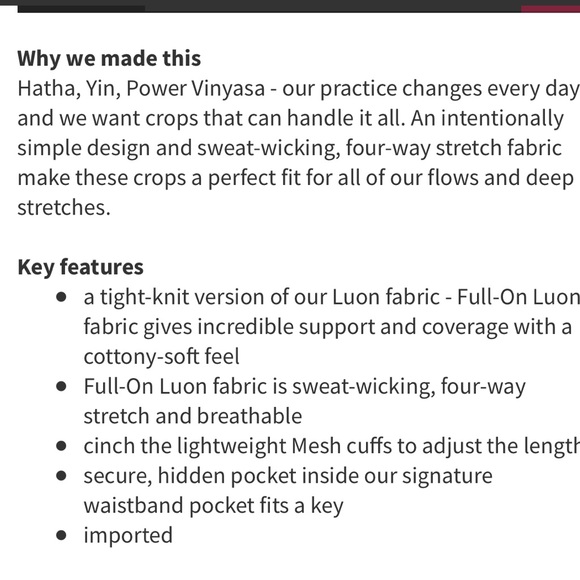 Lululemon Find Your Flow Crop - Picture 4 of 11